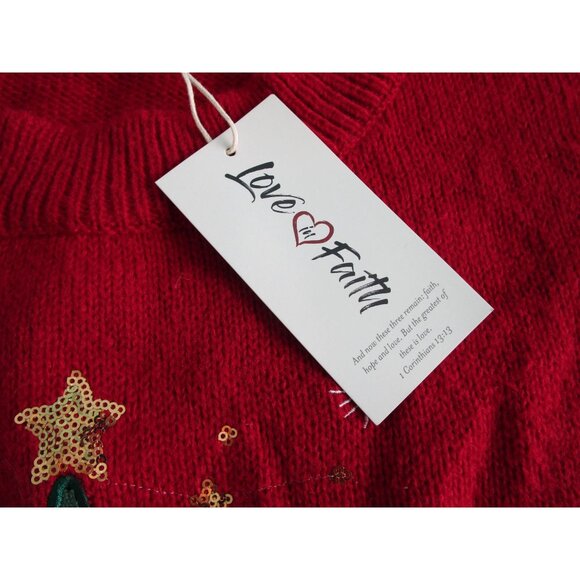Love In Faith Ugly Christmas Tree Sweater Womans 2XL Isaiah 9:6 NWT - Picture 9 of 12